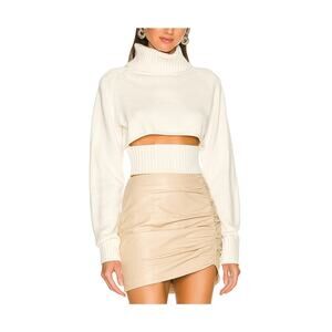 Nbd 'Winston' Ivory Acrylic Cropped Turtleneck Sweater Size S